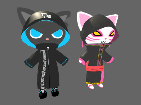 Low Poly Cool Cat - Fantasy Characters Pack 3D Model