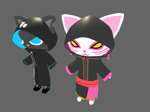 Low Poly Cool Cat - Fantasy Characters Pack 3D Model