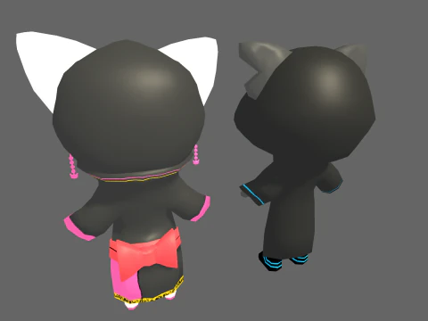 Low Poly Cool Cat - Fantasy Characters Pack 3D Model