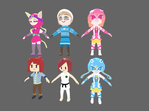 Low Poly 12 Girls - Fantasy Characters Pack 3D Model