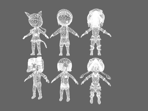 Low Poly 12 Girls - Fantasy Characters Pack 3D Model