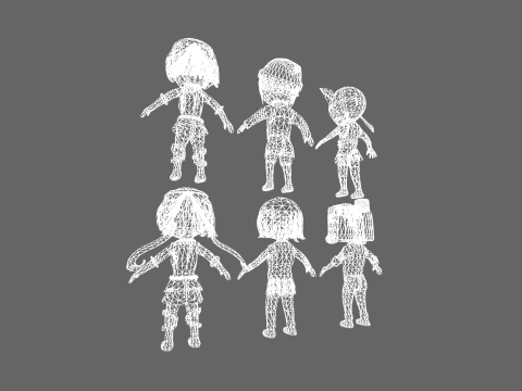 Low Poly 12 Girls - Fantasy Characters Pack 3D Model