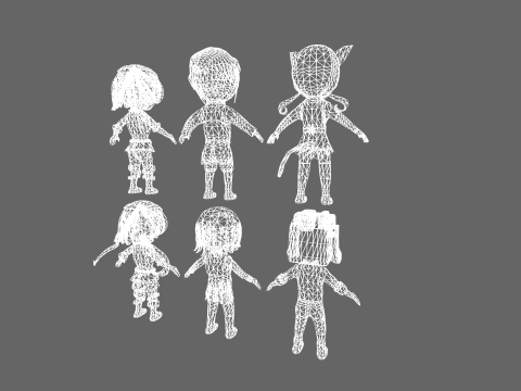 Low Poly 12 Girls - Fantasy Characters Pack 3D Model