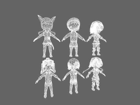 Low Poly 12 Girls - Fantasy Characters Pack 3D Model