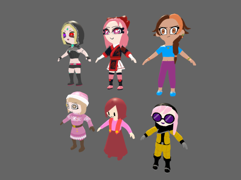 Low Poly 12 Girls - Fantasy Characters Pack 3D Model