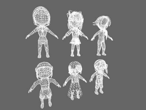 Low Poly 12 Girls - Fantasy Characters Pack 3D Model
