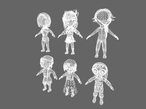 Low Poly 12 Girls - Fantasy Characters Pack 3D Model