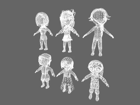 Low Poly 12 Girls - Fantasy Characters Pack 3D Model