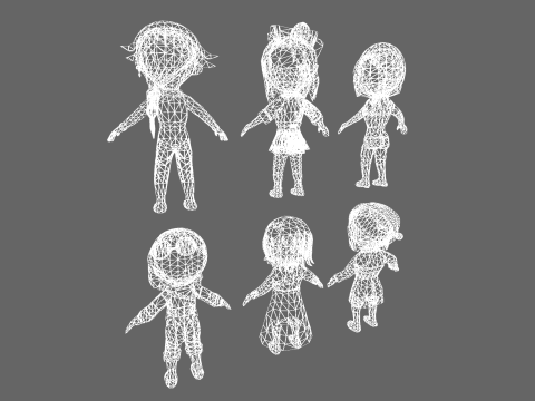 Low Poly 12 Girls - Fantasy Characters Pack 3D Model