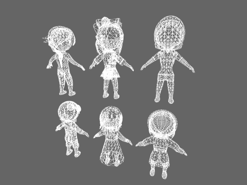 Low Poly 12 Girls - Fantasy Characters Pack 3D Model