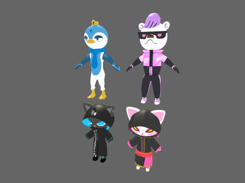 Low Poly 8 Animal Humanoids - Fantasy Characters Pack 3D Model