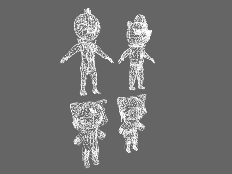 Low Poly 8 Animal Humanoids - Fantasy Characters Pack 3D Model