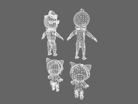 Low Poly 8 Animal Humanoids - Fantasy Characters Pack 3D Model
