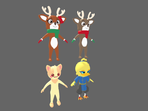 Low Poly 8 Animal Humanoids - Fantasy Characters Pack 3D Model