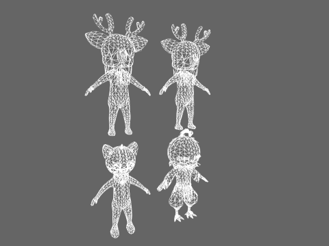 Low Poly 8 Animal Humanoids - Fantasy Characters Pack 3D Model