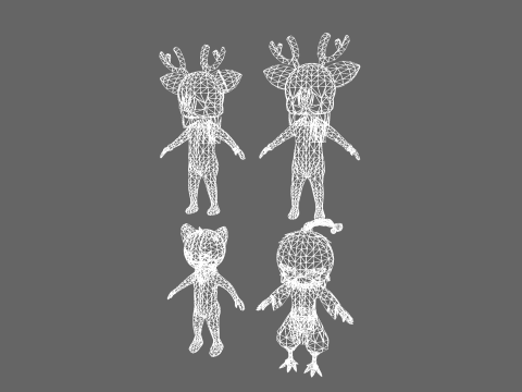 Low Poly 8 Animal Humanoids - Fantasy Characters Pack 3D Model