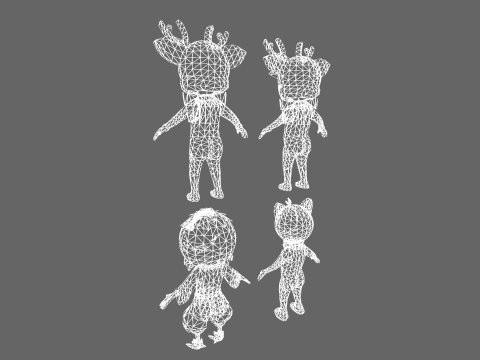 Low Poly 8 Animal Humanoids - Fantasy Characters Pack 3D Model