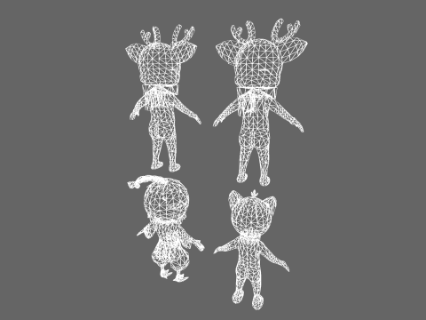 Low Poly 8 Animal Humanoids - Fantasy Characters Pack 3D Model