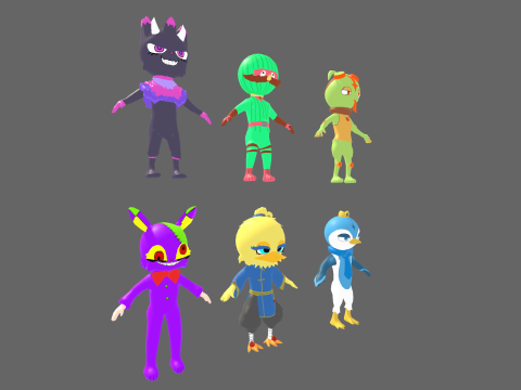 Low Poly 16 Casual Monsters - Fantasy Characters Pack 3Dモデル