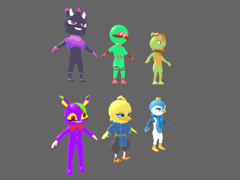 Low Poly 16 mostri casuali - Pacchetto personaggi fantasy Modello 3D