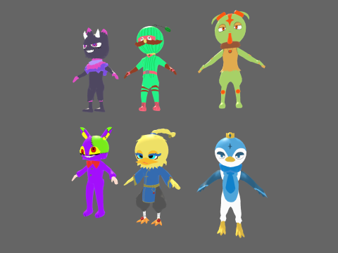 Low Poly 16 Casual Monsters - Fantasy Characters Pack 3Dモデル