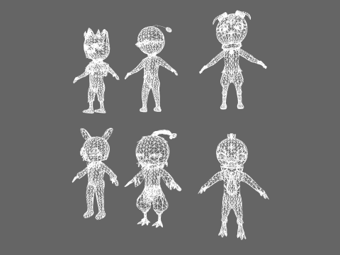 Low Poly 16 Casual Monsters - Fantasy Characters Pack 3Dモデル