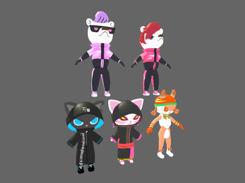 Low Poly 16 Casual Monsters - Fantasy Characters Pack 3Dモデル