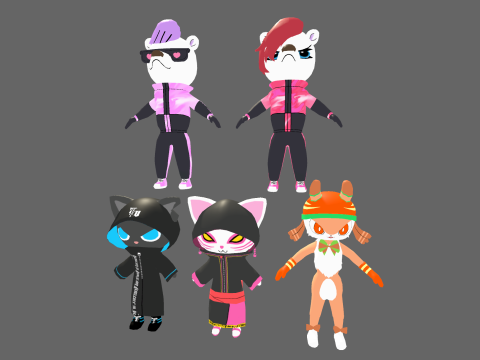 Low Poly 16 Casual Monsters - Fantasy Characters Pack 3Dモデル