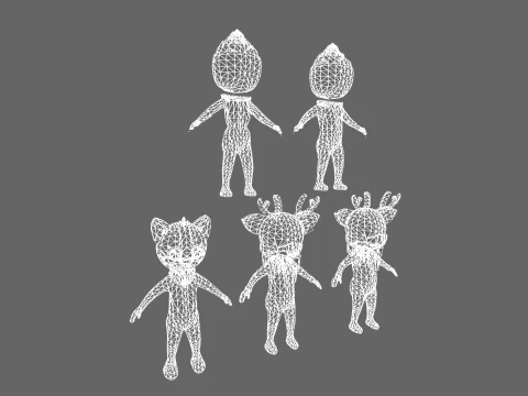 Low Poly 16 mostri casuali - Pacchetto personaggi fantasy Modello 3D