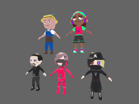 Low Poly 10 Boys - Fantasy Characters Pack 3D Model