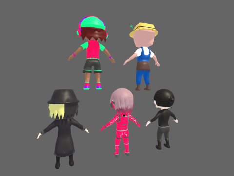 Low Poly 10 Boys - Fantasy Characters Pack 3D Model