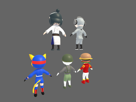 Low Poly 10 Boys - Fantasy Characters Pack 3D Model