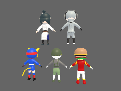 Low Poly 10 Boys - Fantasy Characters Pack 3D Model