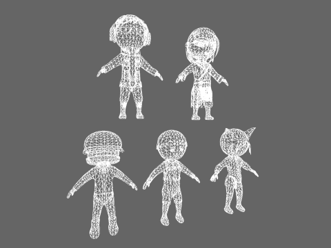 Low Poly 10 Boys - Fantasy Characters Pack 3D Model