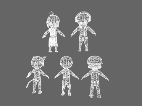 Low Poly 10 Boys - Fantasy Characters Pack 3D Model