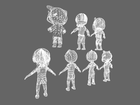 Low Poly 7 Sci-Fi Heros - Fantasy Characters Pack 3D Model