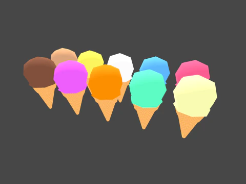 Low Poly Casual Ice Creams 3D Model