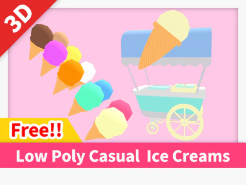 Sorvetes Casuais Low Poly Modelo 3D