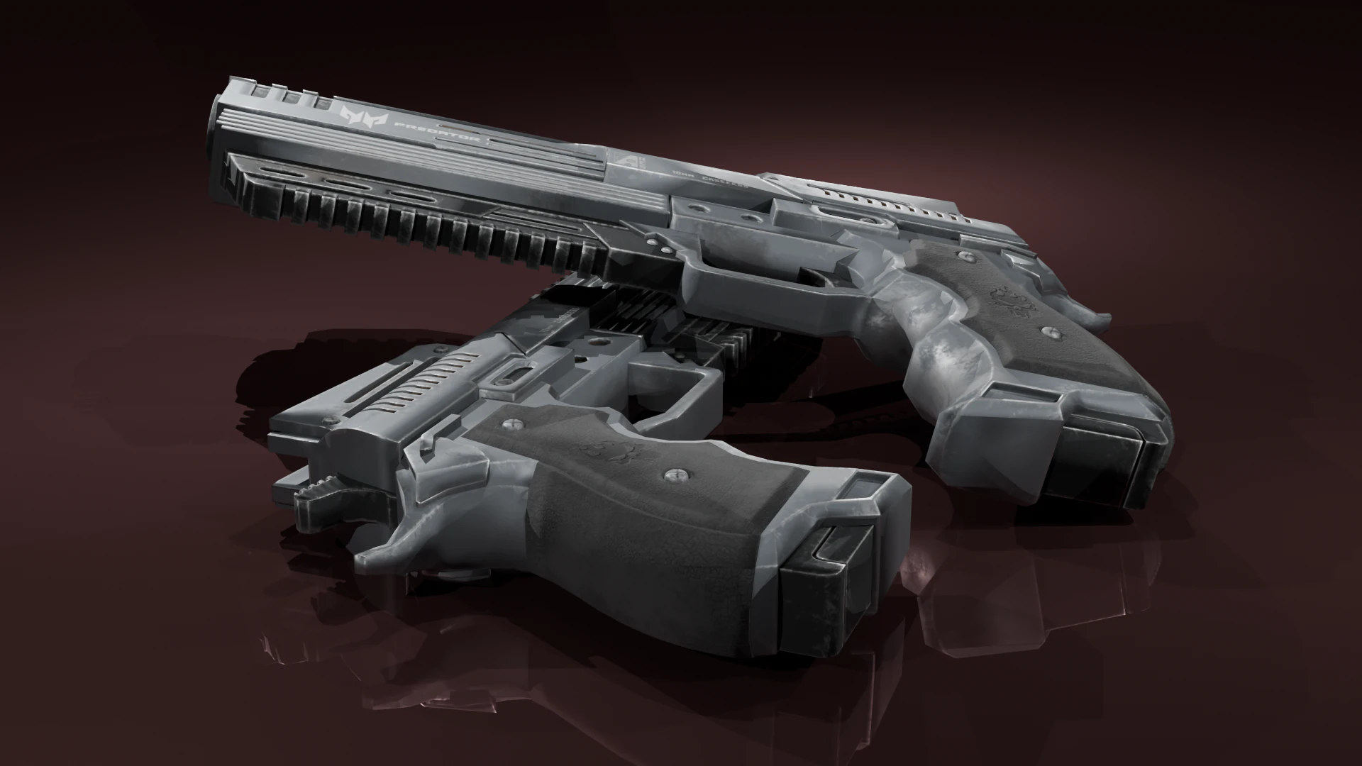 Pistols 3D Model .c4d .max .obj .3ds .fbx .stl .blend 