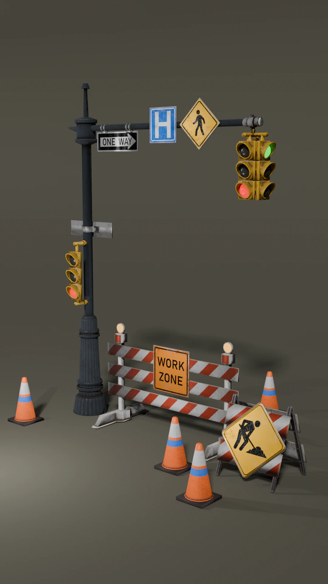 Road signs 3D Model .c4d .max .obj .3ds .fbx .stl .blend 