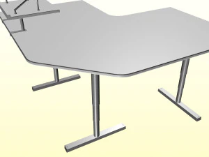 OFFICE CORNER DESK P P01 3D Model