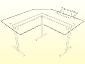 OFFICE CORNER DESK P P01 Modello 3D