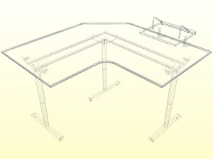 OFFICE CORNER DESK P P01 3D Model