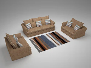SOFA-SET MIT TEPPICH PP 02 3D Modell