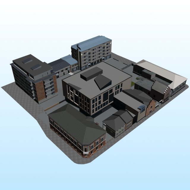 CITY BUILDING LOW POLY PP 03 3D Модель .c4d .max .obj .3ds .fbx .stl .blend 