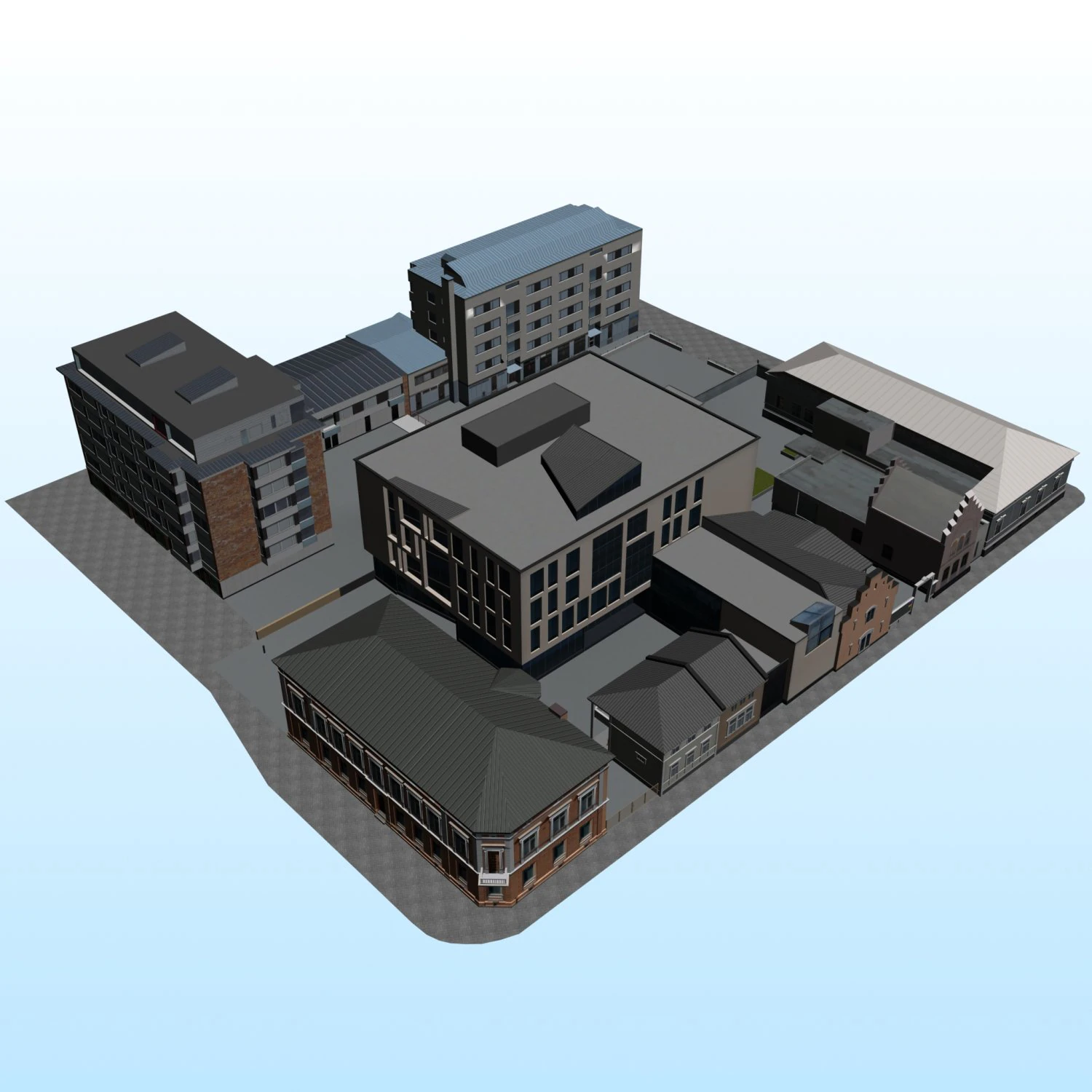 CITY BUILDING LOW POLY PP 03 3D Model .c4d .max .obj .3ds .fbx .stl .blend 