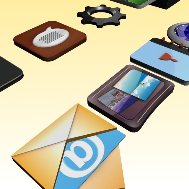 Apps 3d icon low poly Modelo 3D .c4d .max .obj .3ds .fbx .stl .blend 