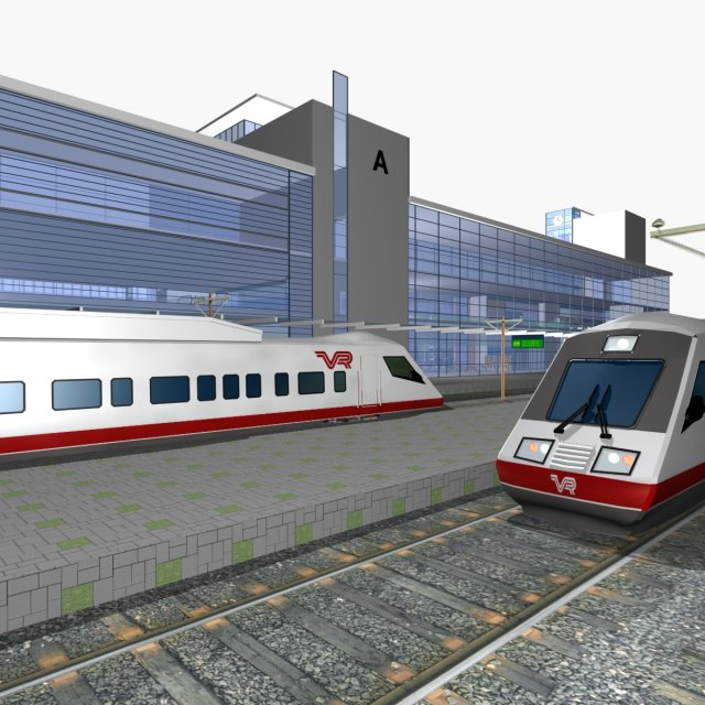 Railway Station PP 3D मॉडल .c4d .max .obj .3ds .fbx .stl .blend 
