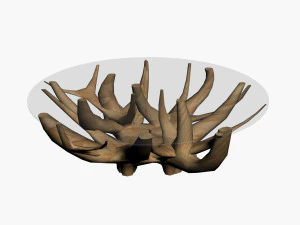 MESA DE CENTRO RA&Iacute;Z DE TECA Modelo 3D