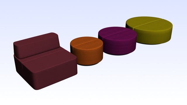 OFFICE SINGLE SOFA Model 3D .c4d .max .obj .3ds .fbx .stl .blend 